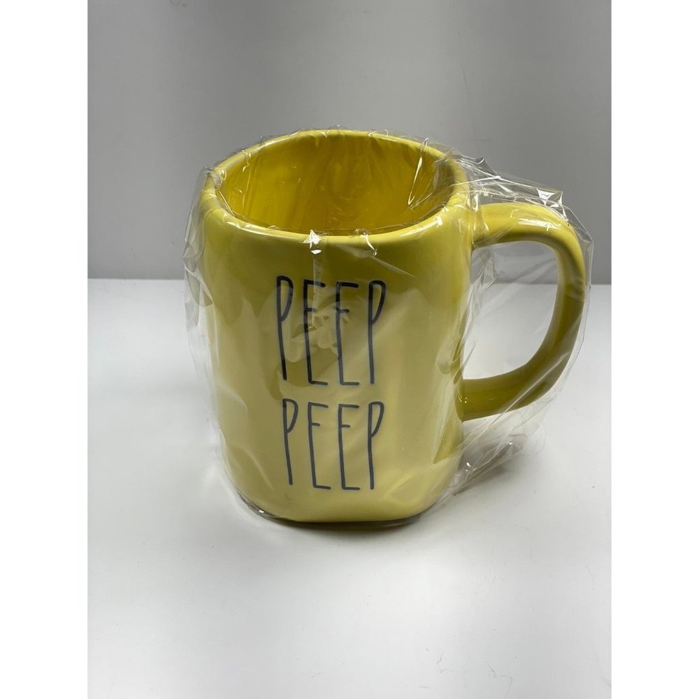 Rae Dunn Yellow "Peep Peep" Mug